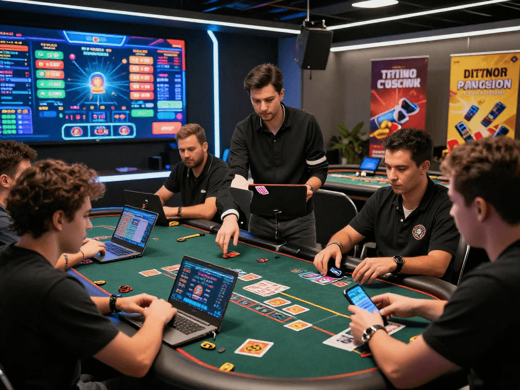 Engaged players at Nhà cái mb66 enjoying live casino games with diverse options and vibrant graphics.